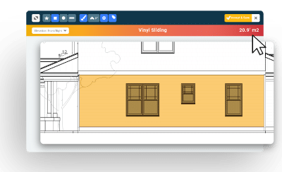 A area measurement with in Buildxact's takeoff tool.
