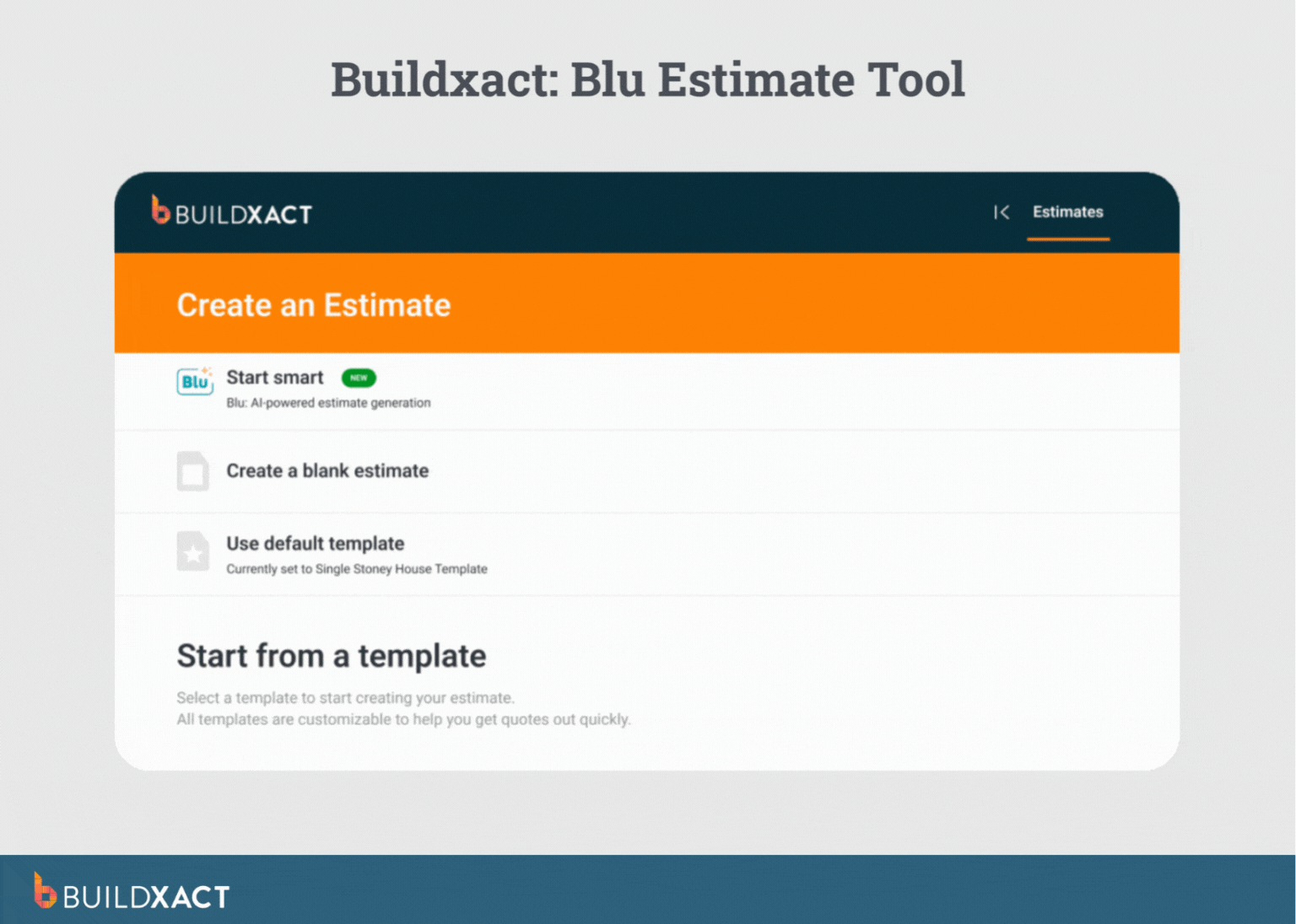 A GIF showing Buildxact’s Blu Estimate Tool