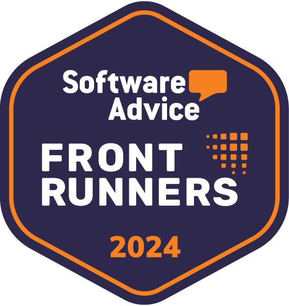 A badge describing a Software Advice award called Front Runners