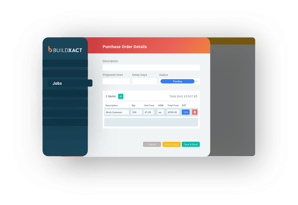 A stylised look at the variations function in Buildxact