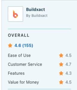 Buildxact Capterra user ranking chart
