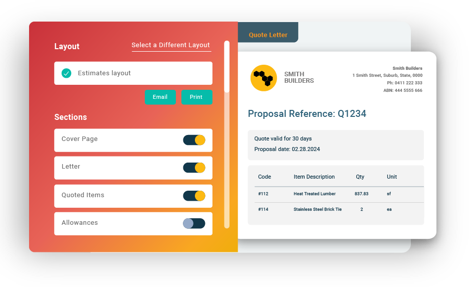 A representation showing how Buildxact generates a customer bid