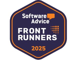 A winner’s badge for Software Advice Front Runners 2025