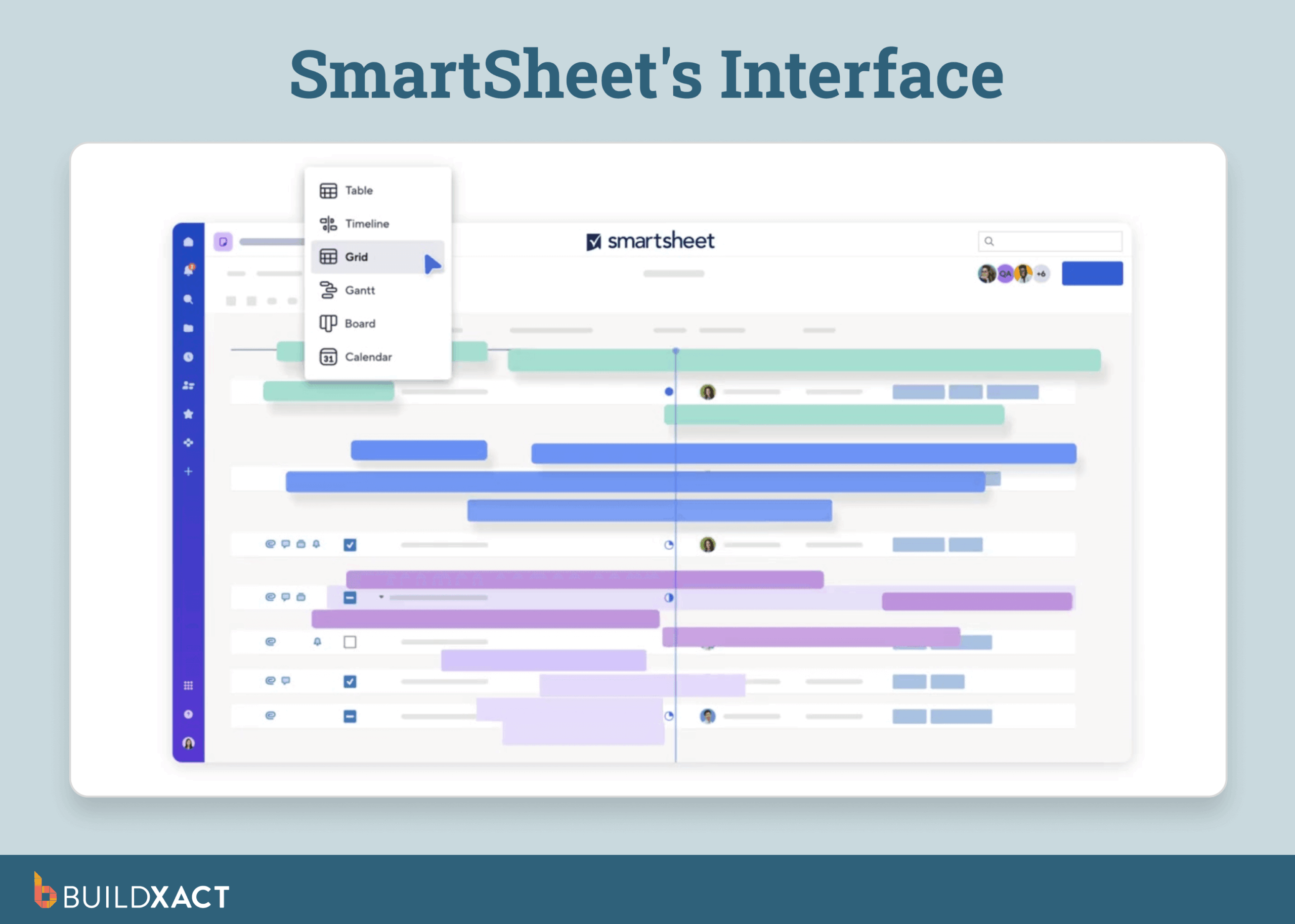 Screenshot showing the UI of SmartSheet