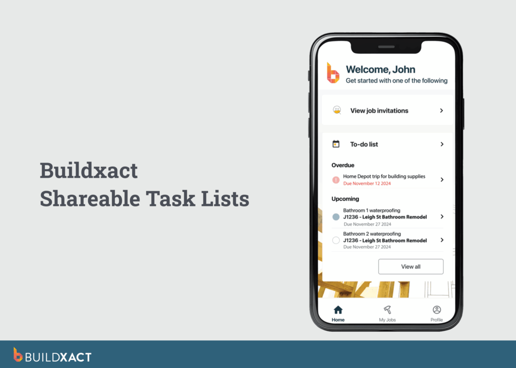 Image showing Buildxact’s shareable task lists