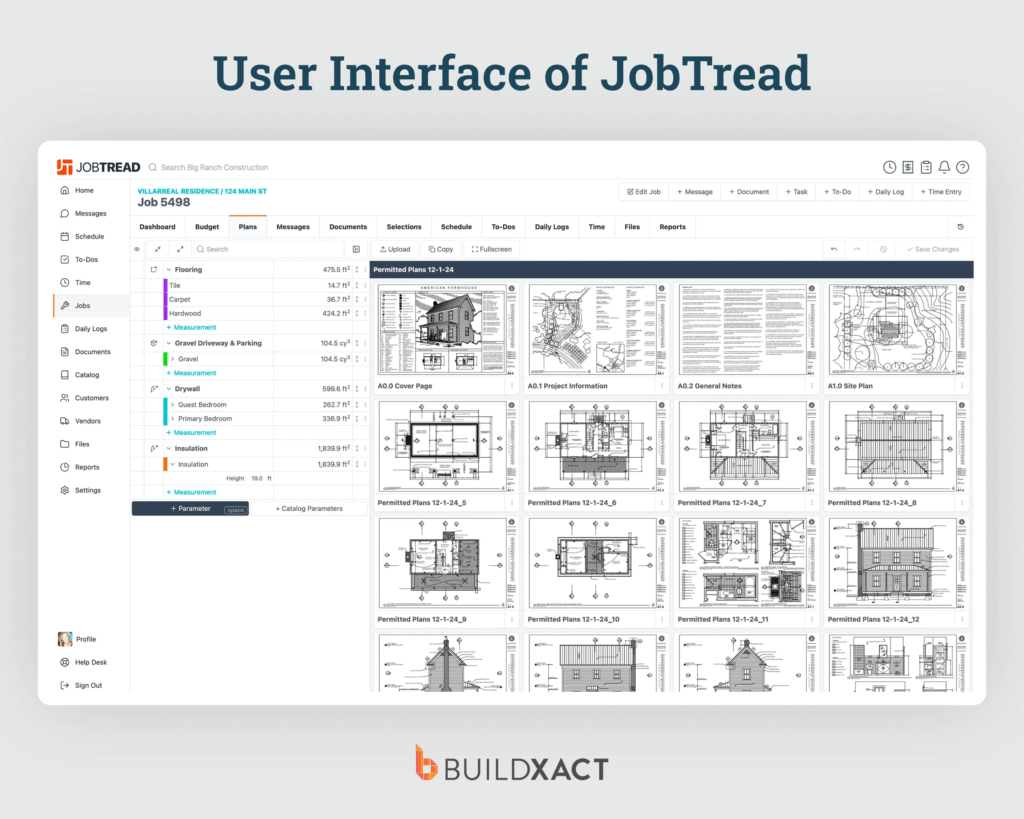 Screenshot showing the UI of JobTread