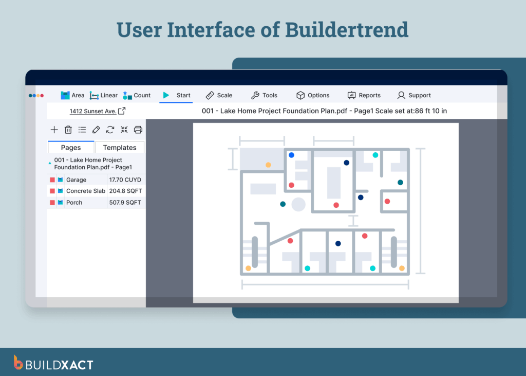 Screenshot showing the UI of Buildertrend