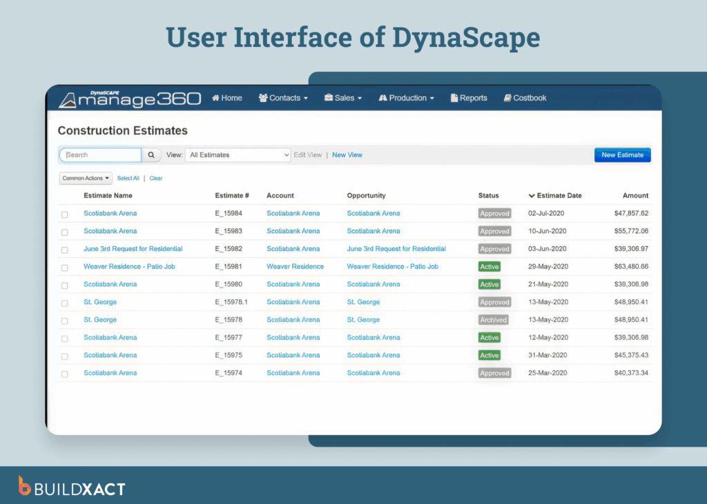 Screenshot showing the UI of DynaScape