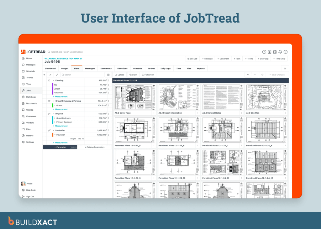 Image alt tag: Screenshot showing the UI of JobTread