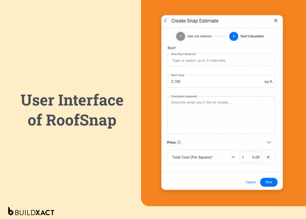 Screenshot showing the UI of RoofSnap