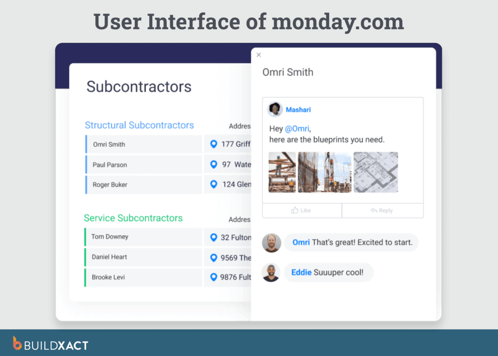 Screenshot showing the UI of monday.com