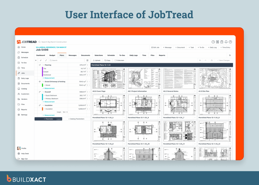 Screenshot showing the UI of JobTread