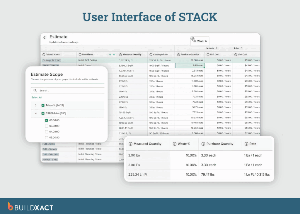 Screenshot showing the UI of STACK